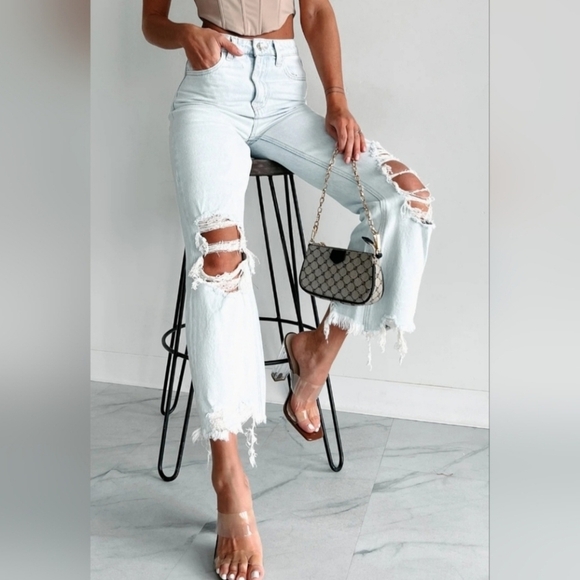 Vervet High Rise 90's Vintage Flare Jeans Cropped Cotton Retro Leslie 29 NEW - Picture 6 of 12